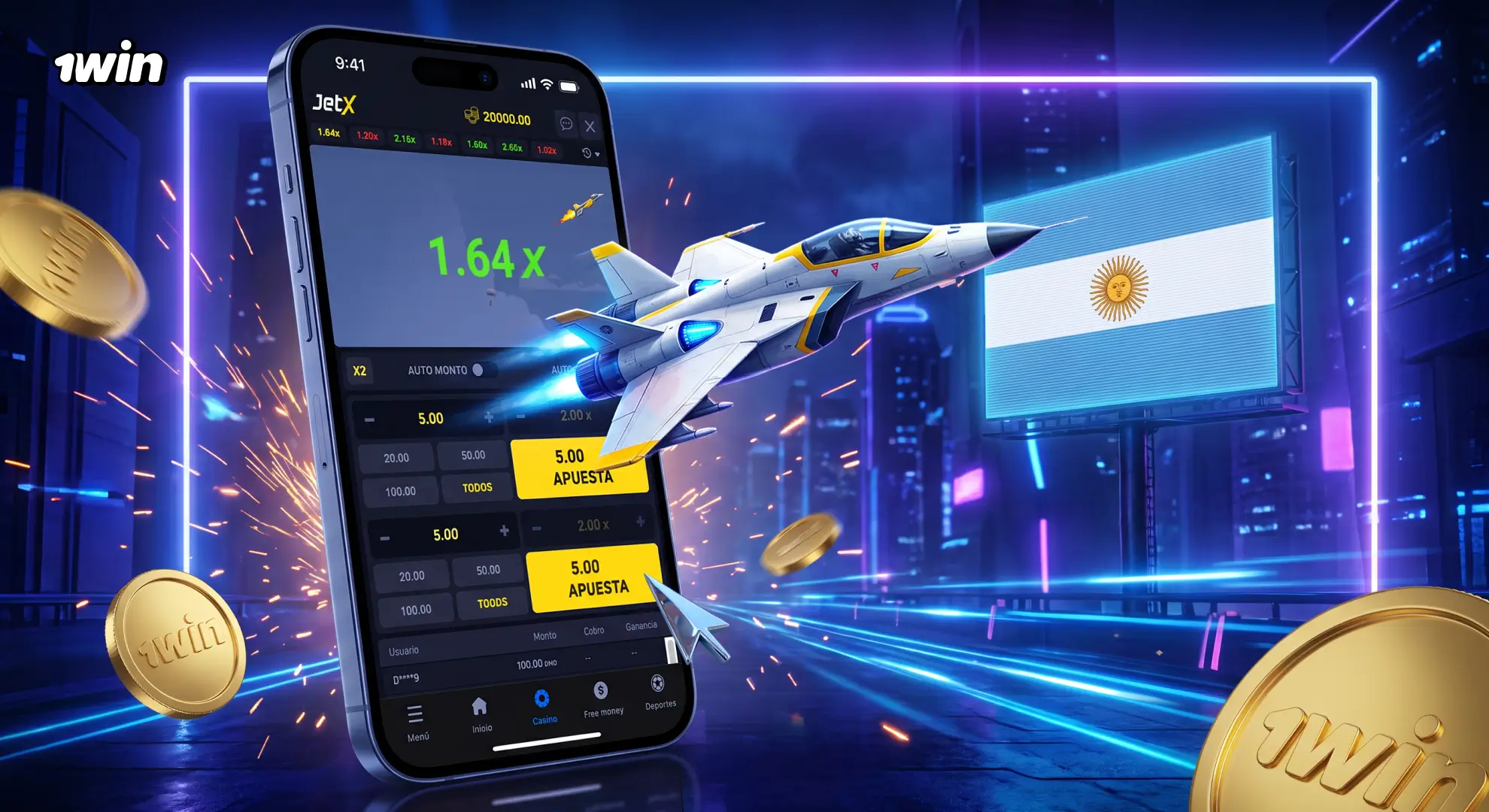 JetX crash game de Smartsoft en 1win Argentina