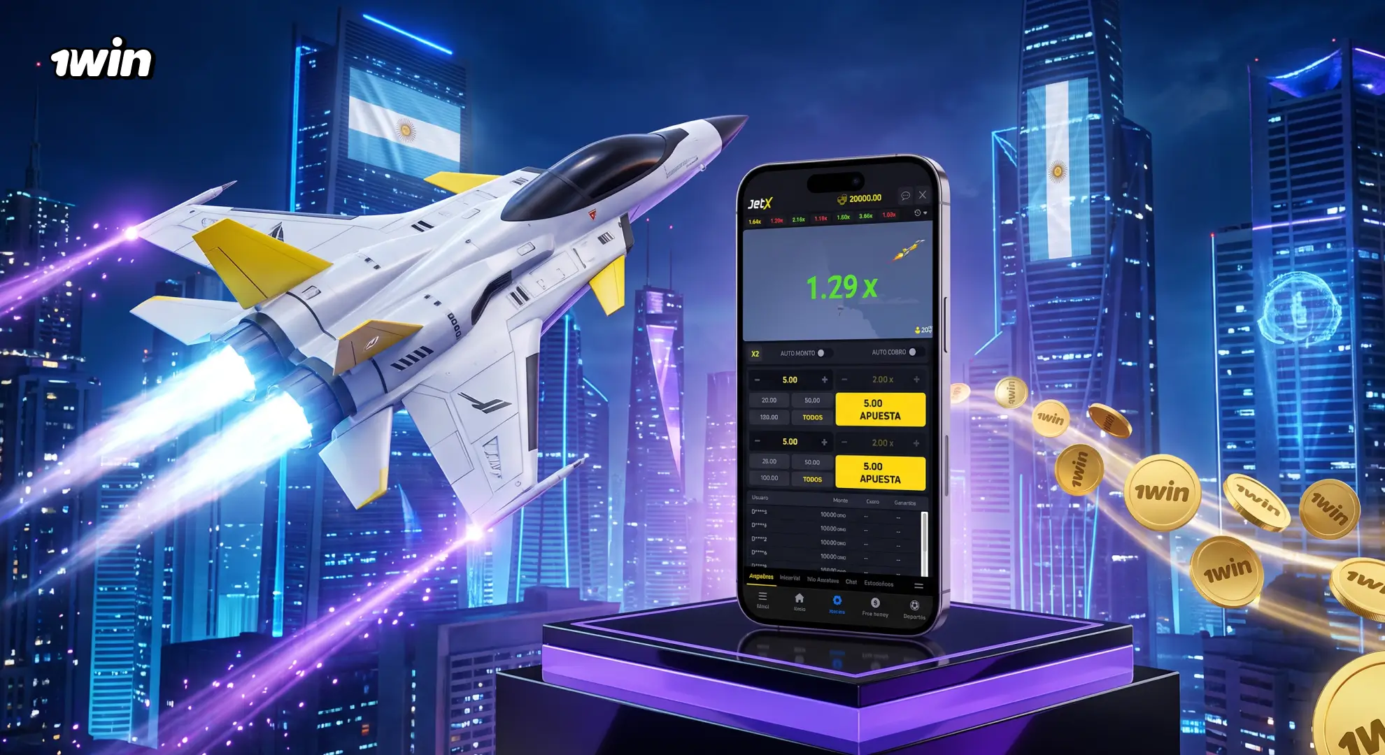 Bono de bienvenida para jugar JetX en 1win Argentina